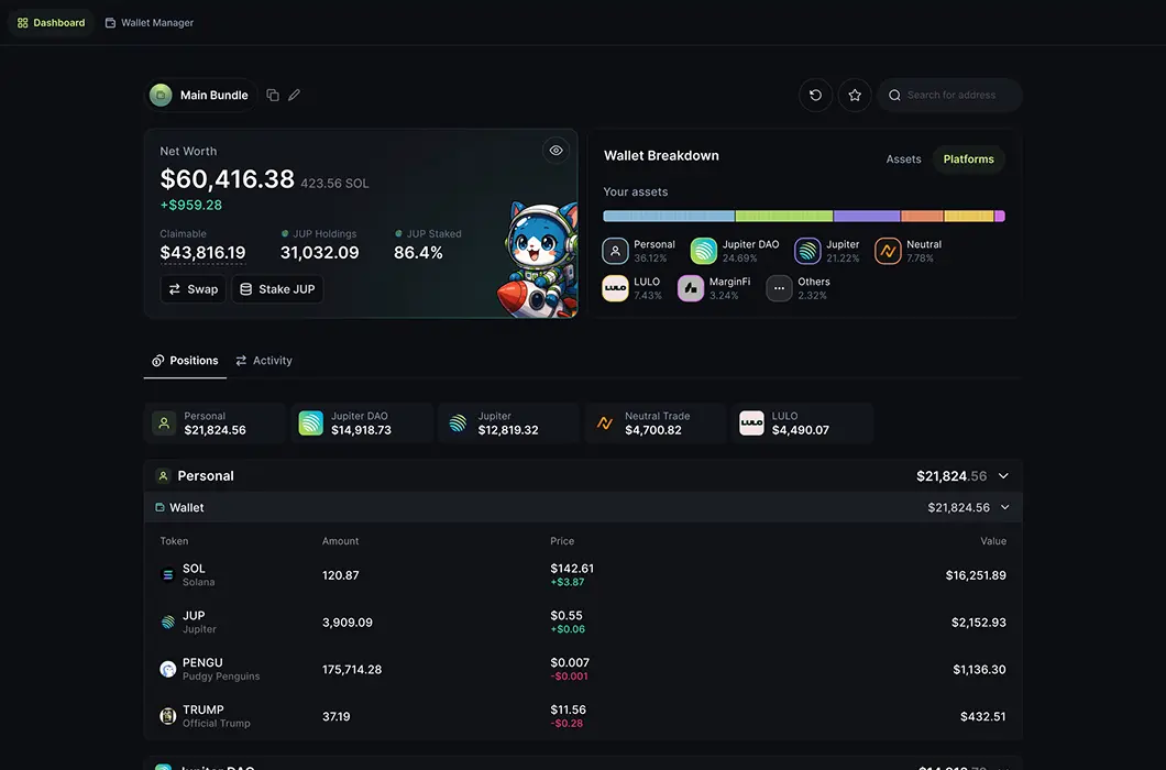Jupiter Portfolio Dashboard
